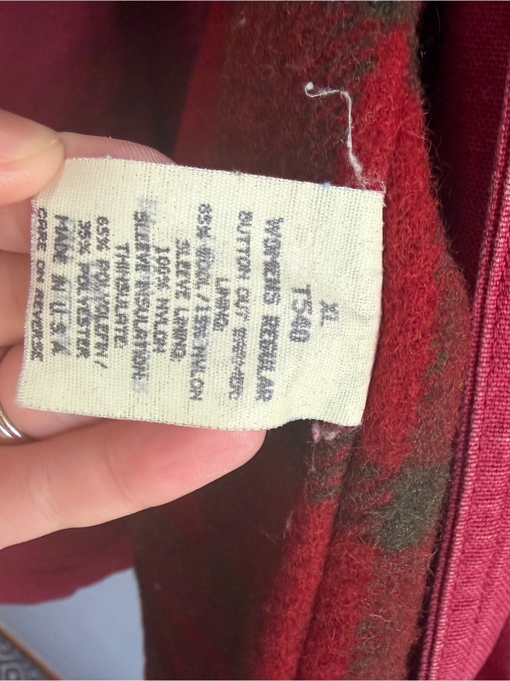 *VINTAGE* 80s/90s LL Bean Burgundy Barn Oversized Coat Womens XL Wool interior - Picture 7 of 8